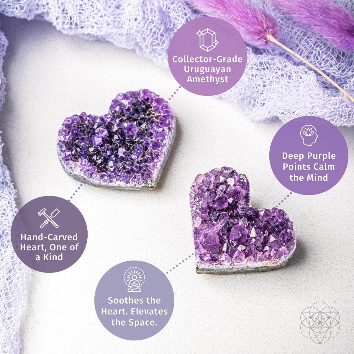Uruguayan Amethyst Love Heart Cluster - AAA Premium Quality